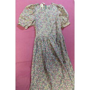 Laura Ashley Dress Size 10 Floral Pastel Cottagecore Puff Sleeve Vintage 80s